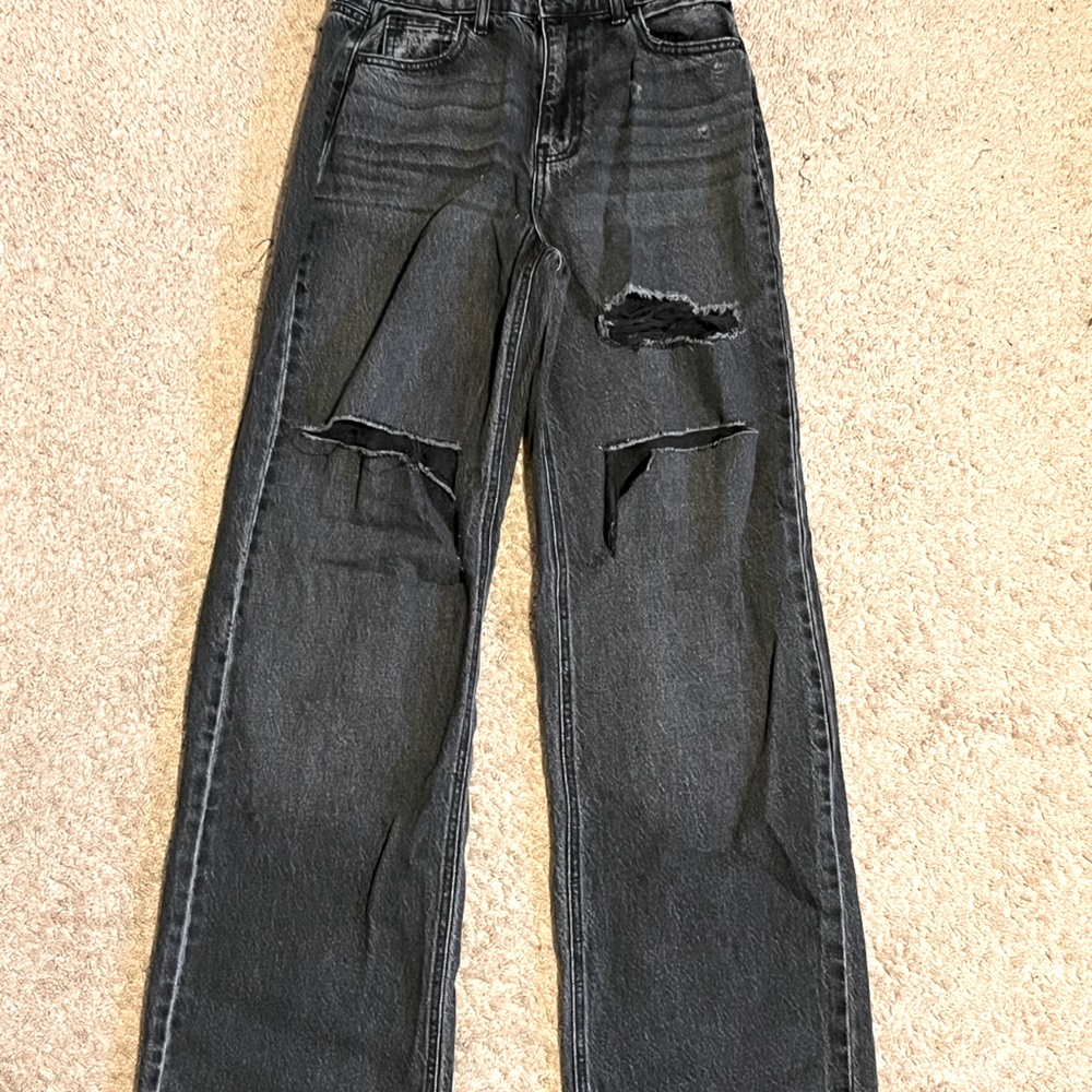 *never worn* black wash distressed mom jeans